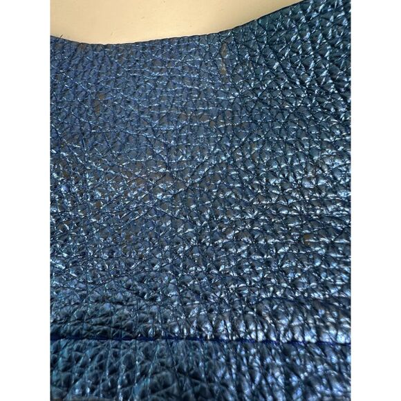 Kurt Geiger Blue Metallic Quirky Pebbled Leather Suede Shoulder Purse Handbag - Picture 7 of 8